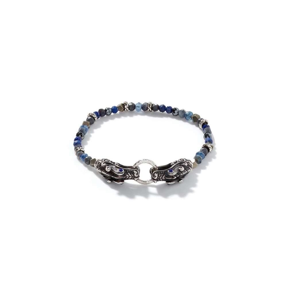 John Hardy Naga Beaded Bracelet, Silver, Gemstones Sz. M